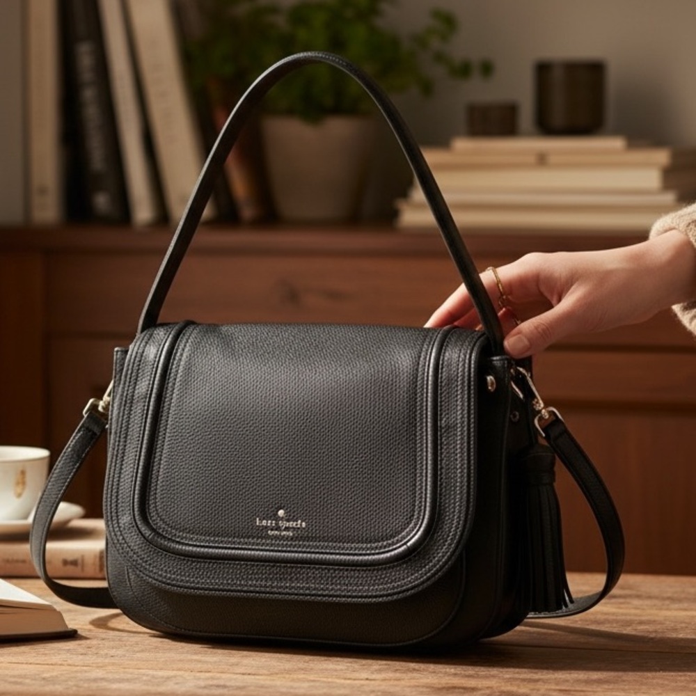 Kate Spade New York Pratt Street Rianne leather shoulder crossbody bag black